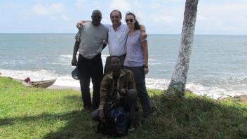 Field team by the ocean