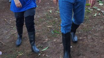 Carla and Greg walk to the release site